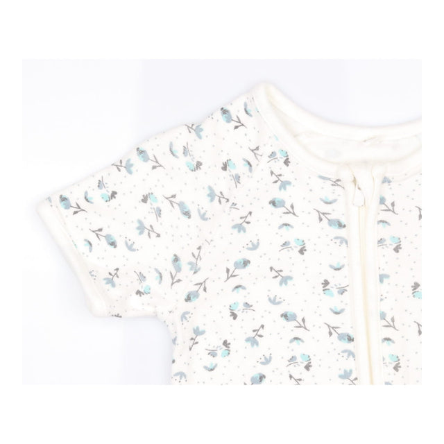 White shortie sleepsuit with blue flowers