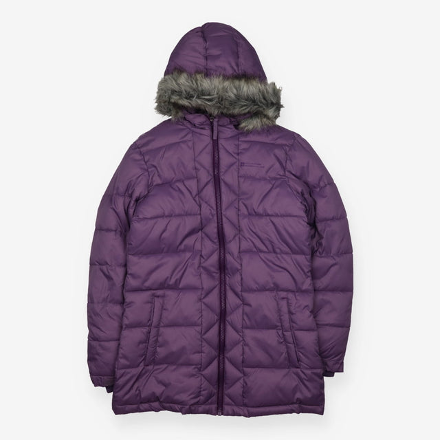 Purple Padded Coat Fur Trim Hood