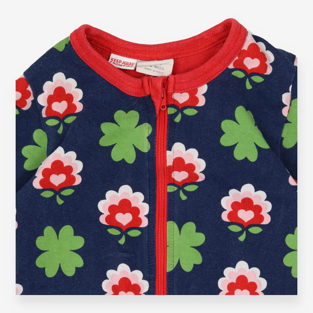 Navy Four Leaf Clover Sleepsuit