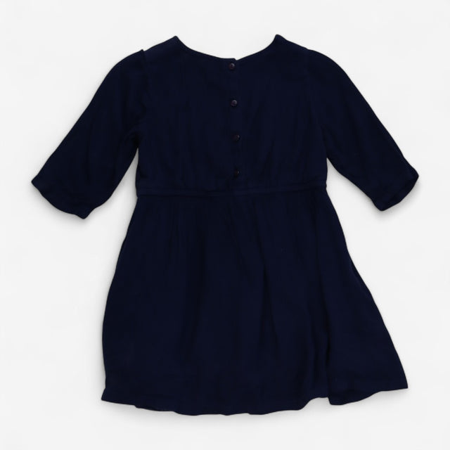 Dress Long Sleeve Blue with Aztec Edging