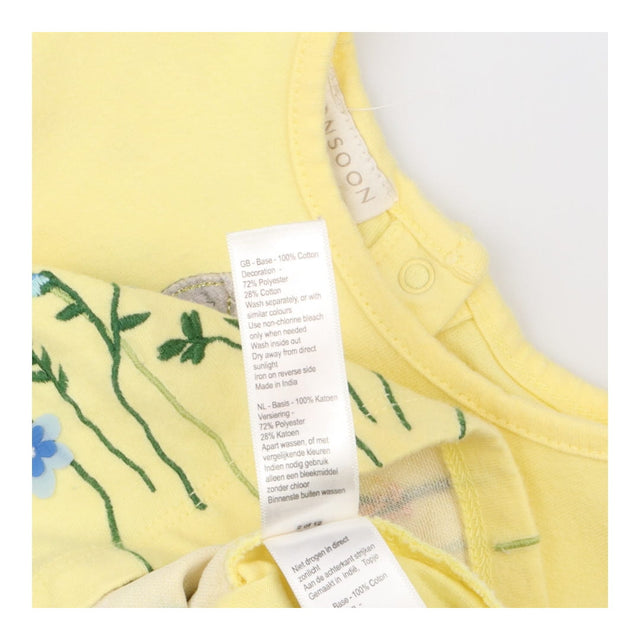 T-Shirt Frill Sleeve Yellow Pretty Bunny Applique