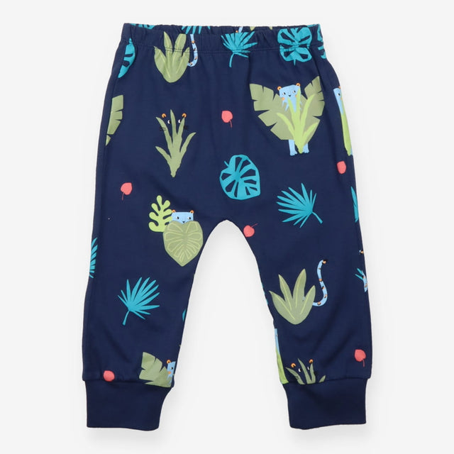 Harem Joggers Blue Jungle Print