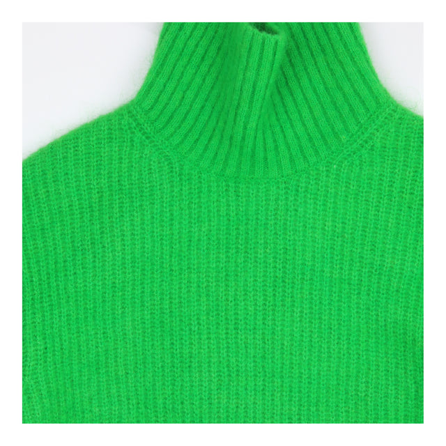Jumper Bright Green Mohair Wool Oversized Roll Nec