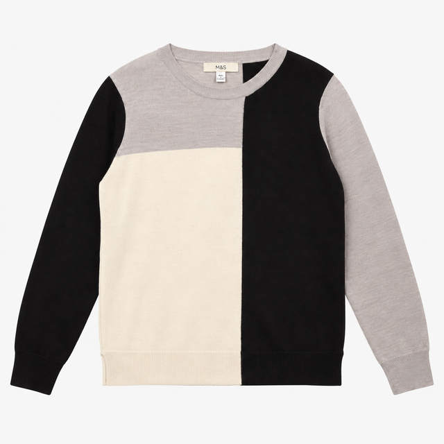 Crew Neck Jumper Colour Block