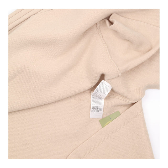 Cardigan Beige Open Front Shawl Collar Ribbed Slee