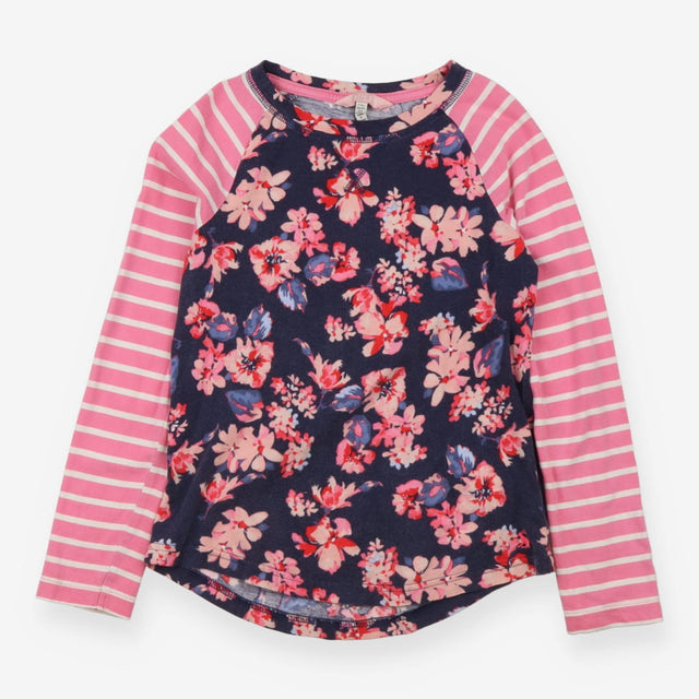 T-Shirt Long Sleeved Pink Stripe Sleeve Floral
