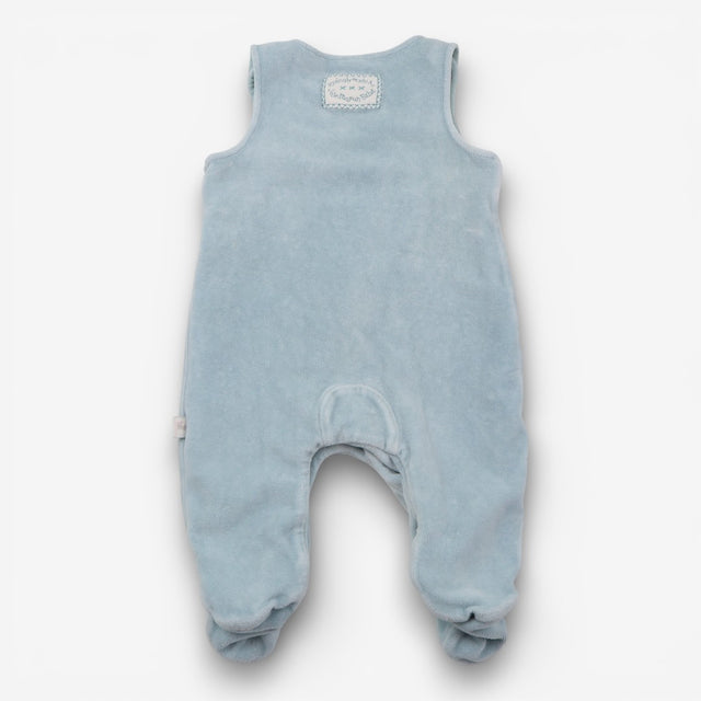 Outfit velour dungarees blue rabbits LS bodysuit f