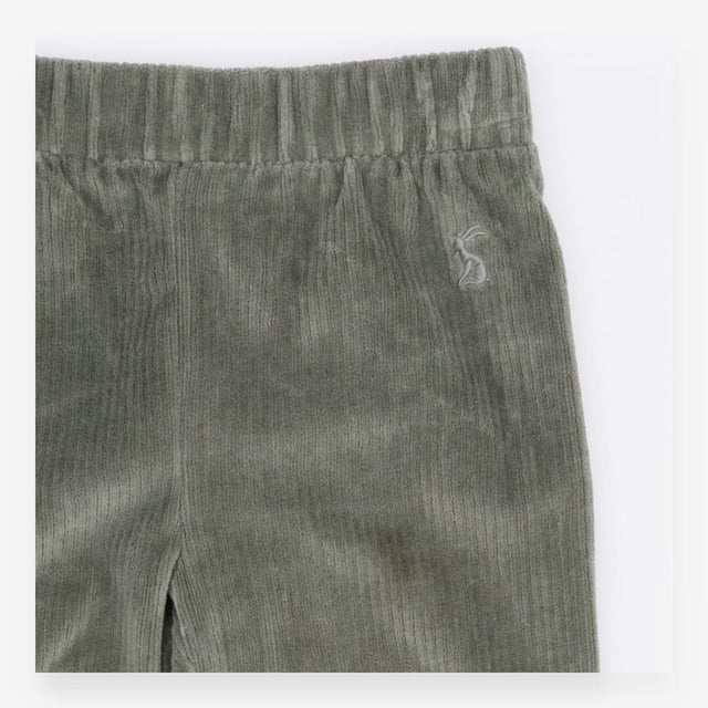 Leggings velour green ribbed knee patches