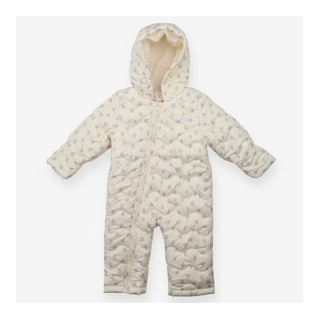 Footed Pramsuit Cream Grey Spots