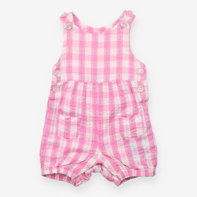 Romper Woven Pink and White Check