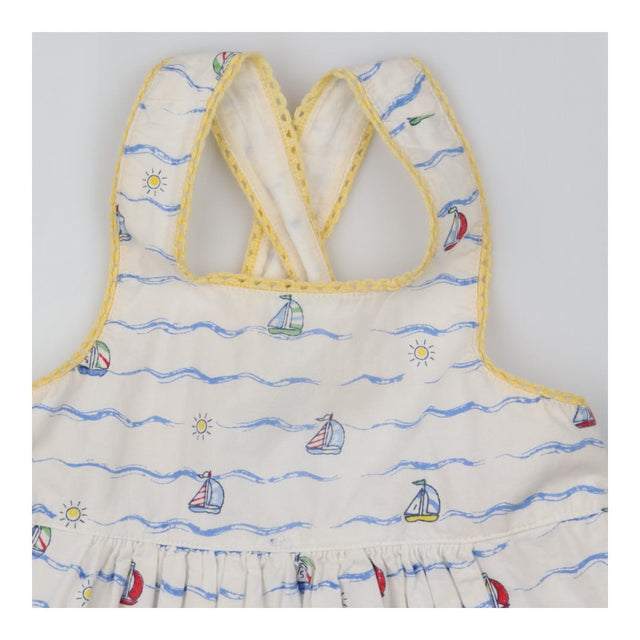 Sundress white waves ships yellow edging