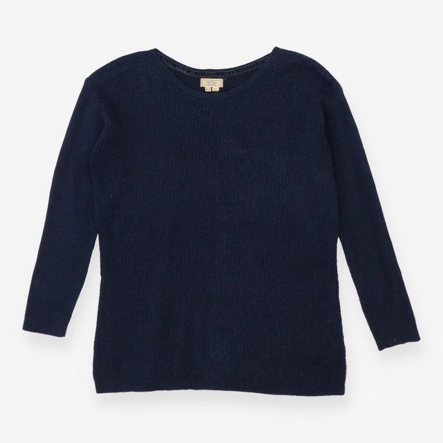 Blue Boatneck Chevron Knit Sweater Soft Textured J