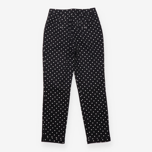 Polka Dot Slim Fit Trousers Black White