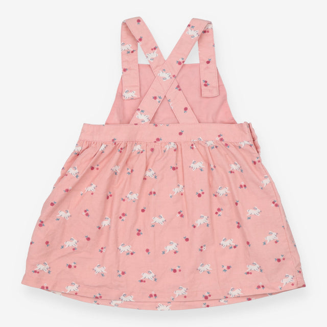 Pinafore cord pink white rabbits