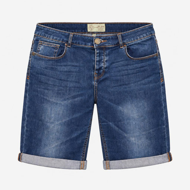 Denim Short Bermuda Rolled Cuff Dark Wash Blue