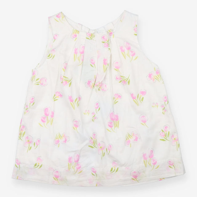 White tunic with pink tulips