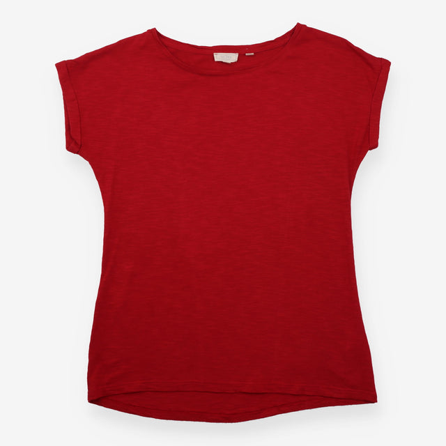 T-Shirt Short Sleeve Red Slub Crew Neck