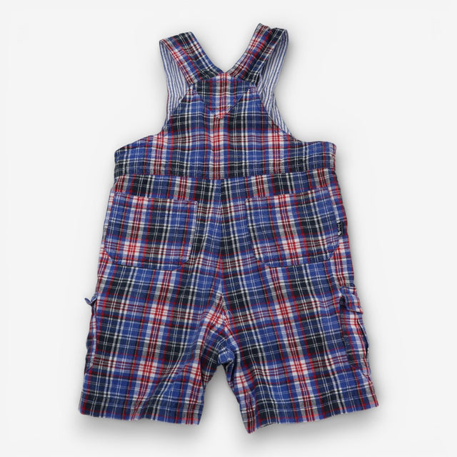 Dungarees shorties red blue white checks