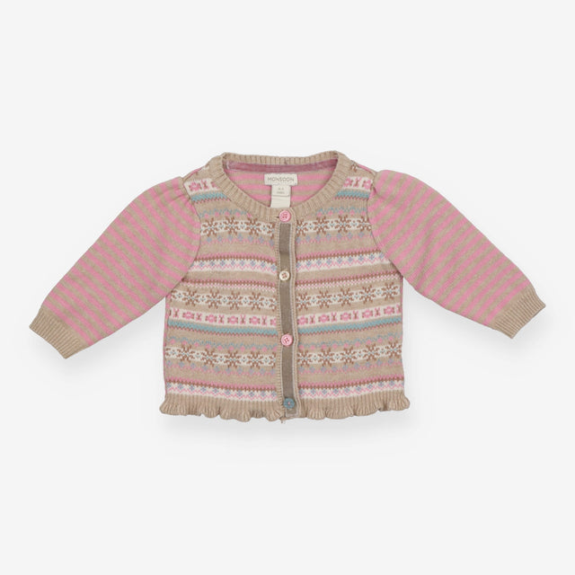 Pink and Cream Knit Cardigan