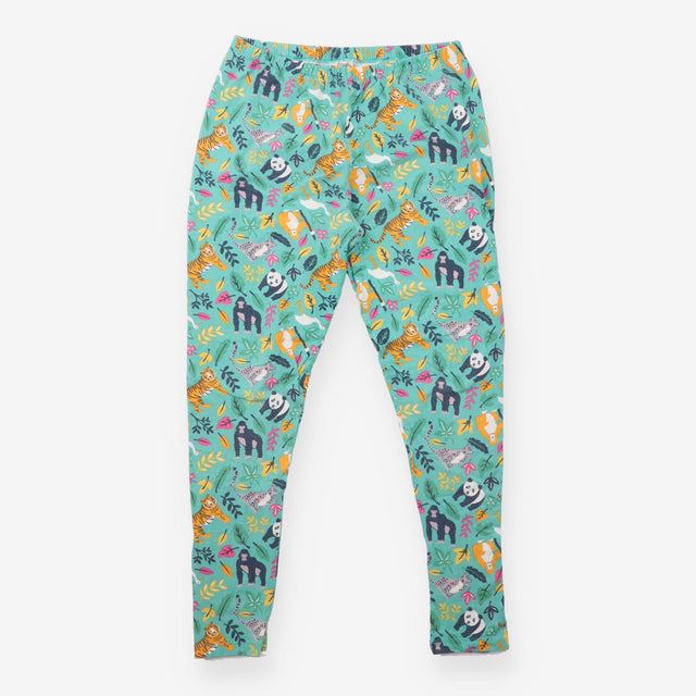 Leggings Turquoise Green Organic Cotton Jungle Pri