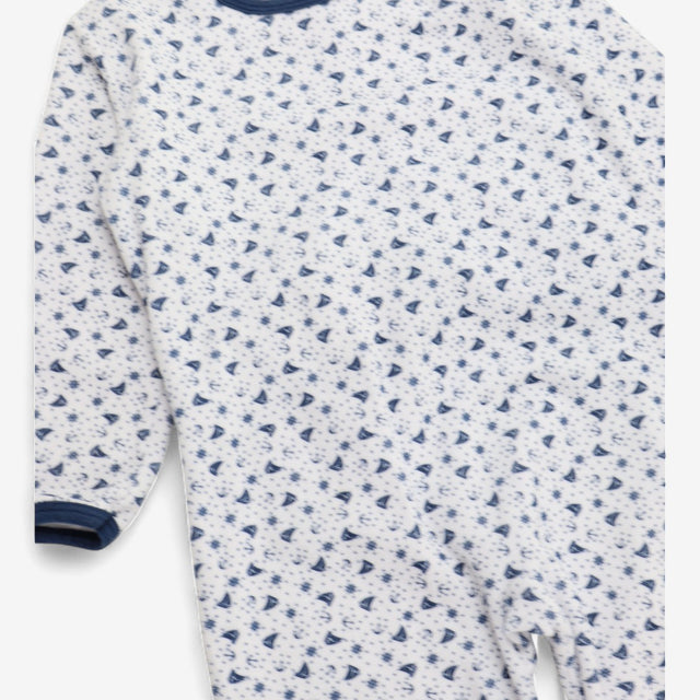 Sleepsuit white velour blue boats and anchors