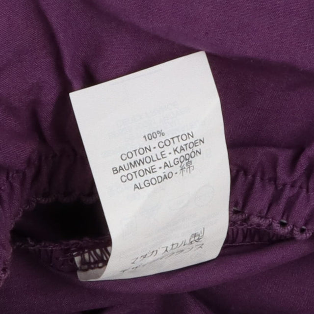 Trousers cotton purple pull on gathered hem