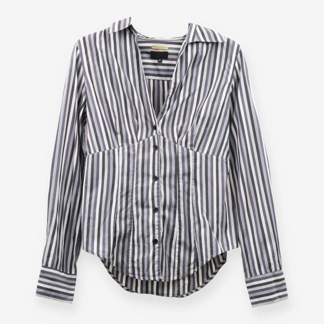 Paul Smith Grey and White Striped Long Sleeve Cors