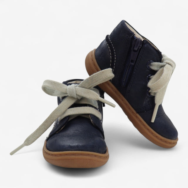 Boots Navy with Cream Laces and Tan Soles