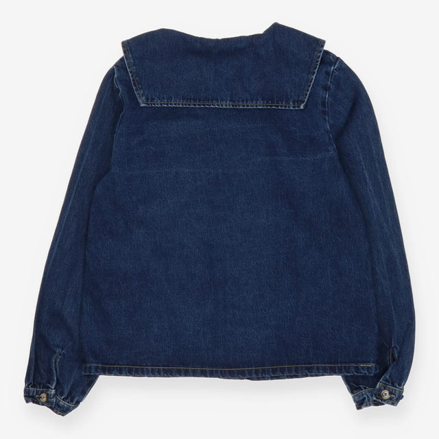 Denim shirt with oversize collar