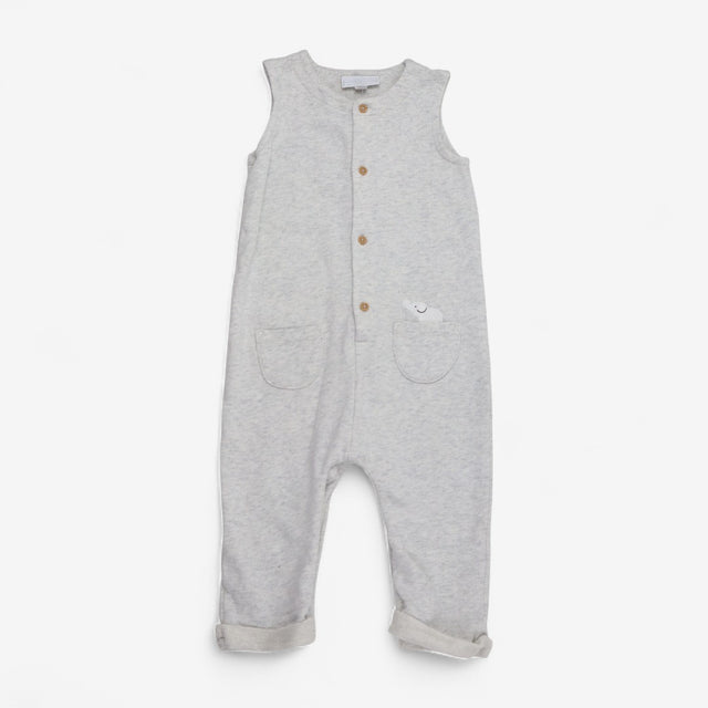 Grey Romper Jersey with Elephant Pocket