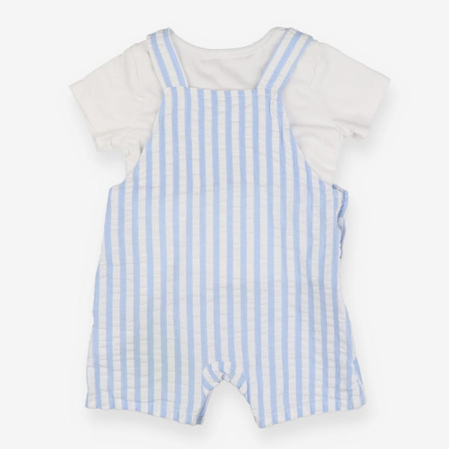 Dungarees Blue Stripe With T-Shirt - Lobster