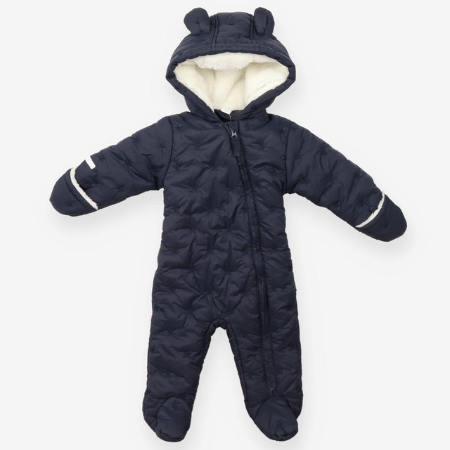 Recycled Star Quilted Pramsuit- navy