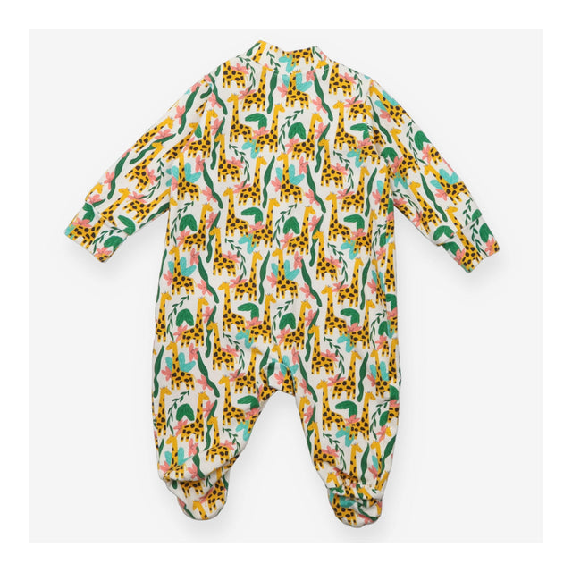 Sleepsuit Cream with Giraffes, Leaves and Flowers