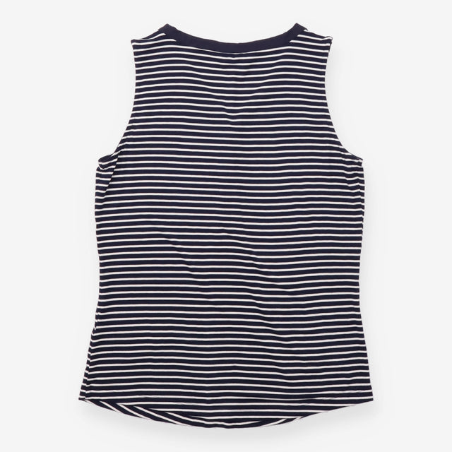 Sleeveless Henley Top Stripe Jersey Navy White