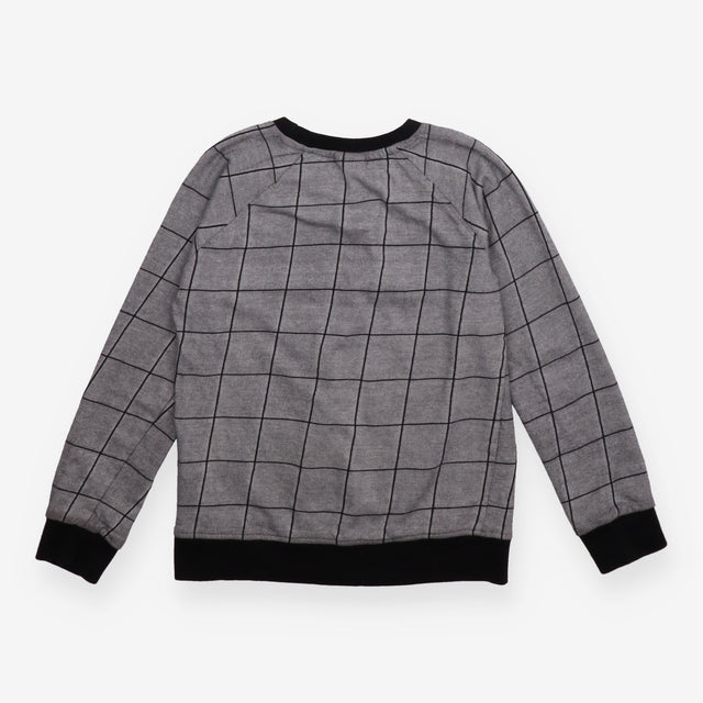 T-shirt long sleeve check grey and black