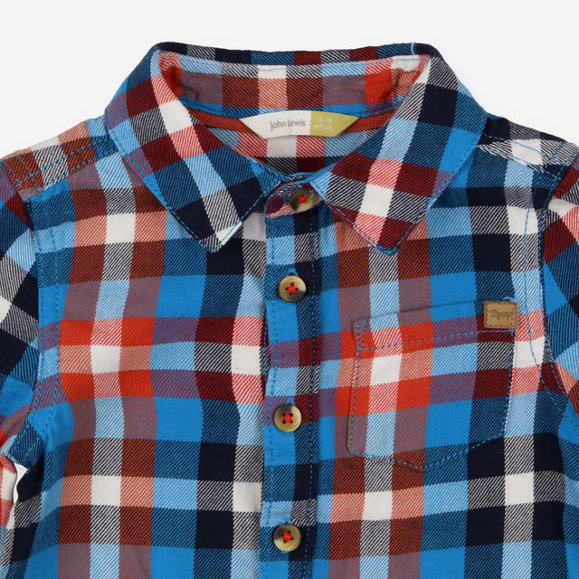 Shirt woven blue red white checks LS