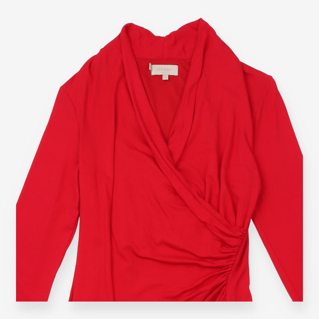 Bright Red Ruched Side Wrap Front Long Sleeve Jers