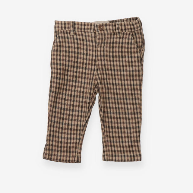 Brown Check Pull on Jersey Trouser