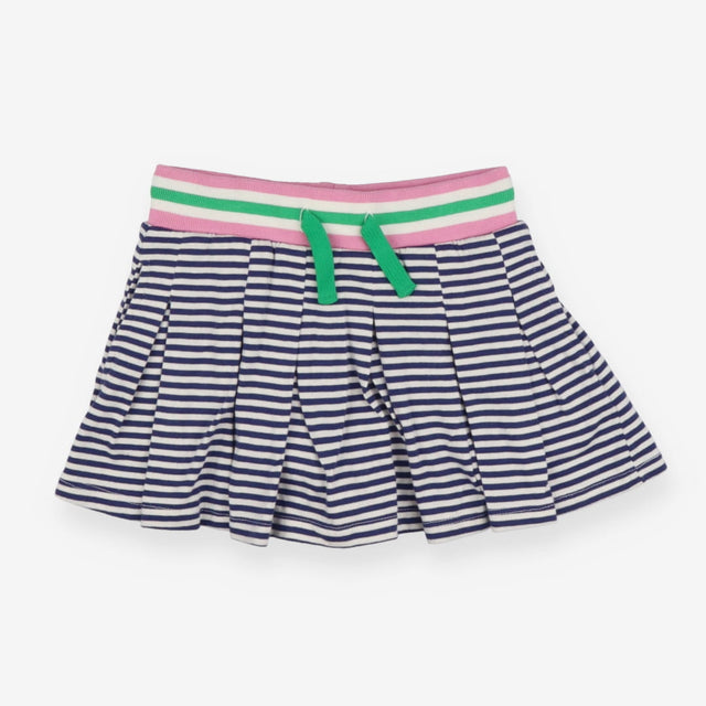 Striped skort with pink and green waistband