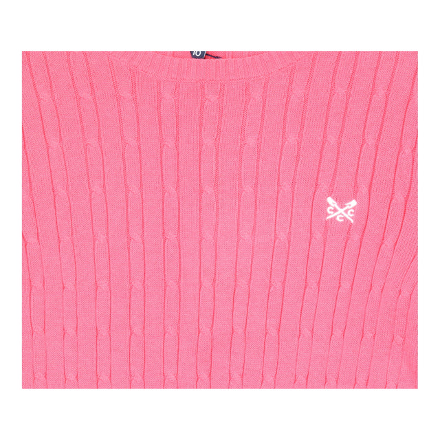 Jumper Pink Cable Knit Long Sleeve Crew Neck