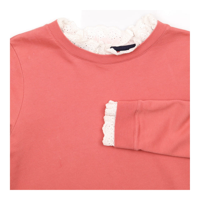 Dusty Pink Cotton Crew Neck Sweatshirt with White