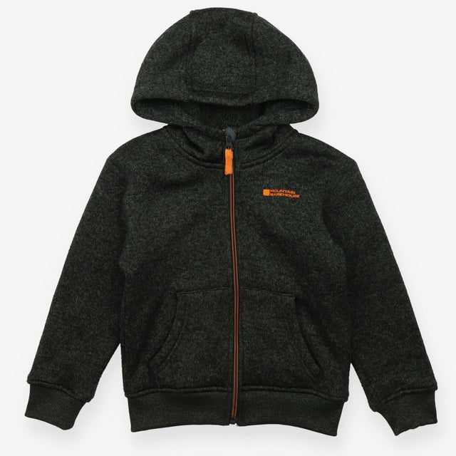Fleece hoodie zip dark green marl