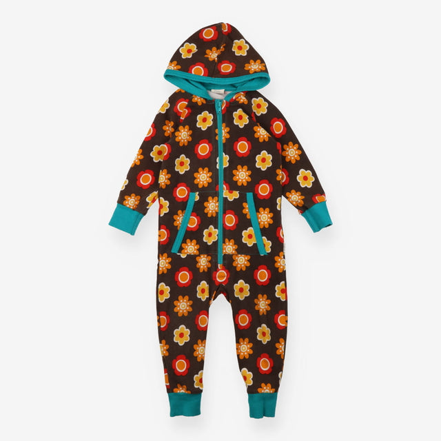Onesie brown orange yellow flowers