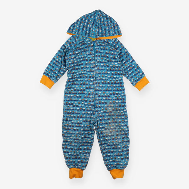 Onesie blue boats with orange lining
