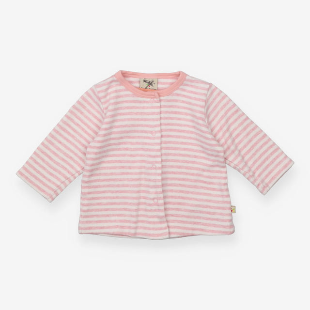 Pink and white striped cardigan with poppers