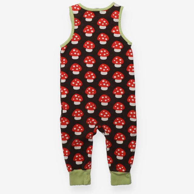 Dungarees brown red toadstools green edging