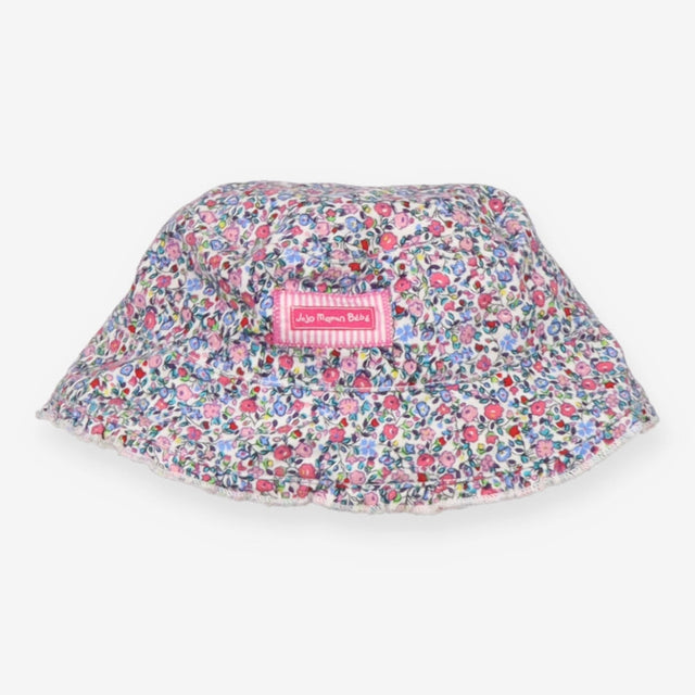 Bucket hat ditsy frill pink stripe lining