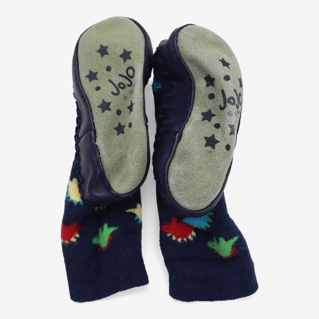 Slipper Socks Navy Dinosaurs