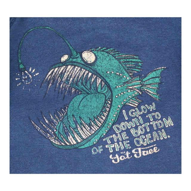 Hoody blue zipped 'glow down' fish
