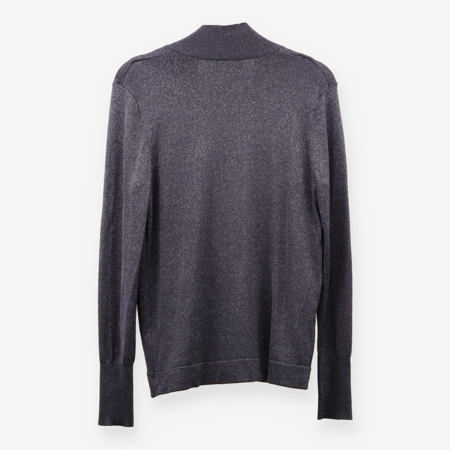 Hobbs Metallic Silver Sparkle Faux Wrap Mock Layer